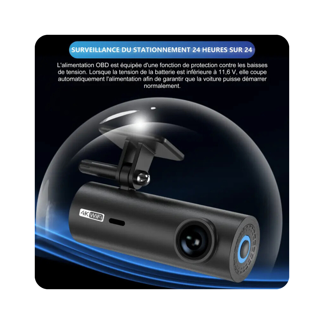 Dashcam 4K Ultra HD Avant/Arrière – Vision Nocturne, WiFi